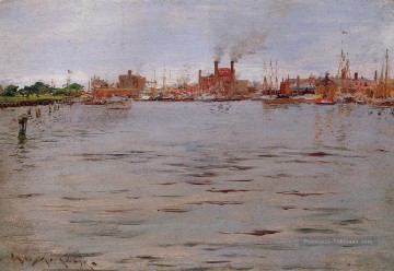 Scène de port Brooklyn Docks William Merritt Chase Peinture à l'huile